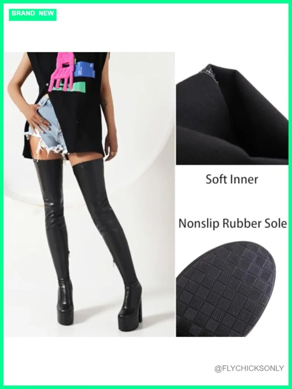 Over-the-Knee Block Heel Boots for Women, Round Toe, Zip Closure